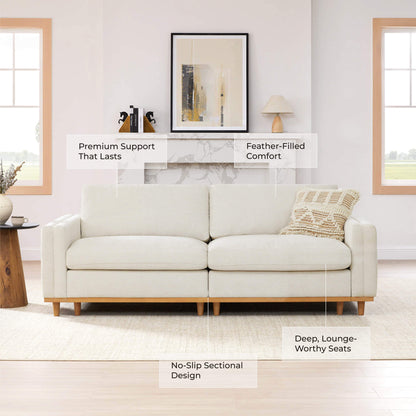 Liam 2-Piece Overstuffed Feather Wood Base Sectional Sofa