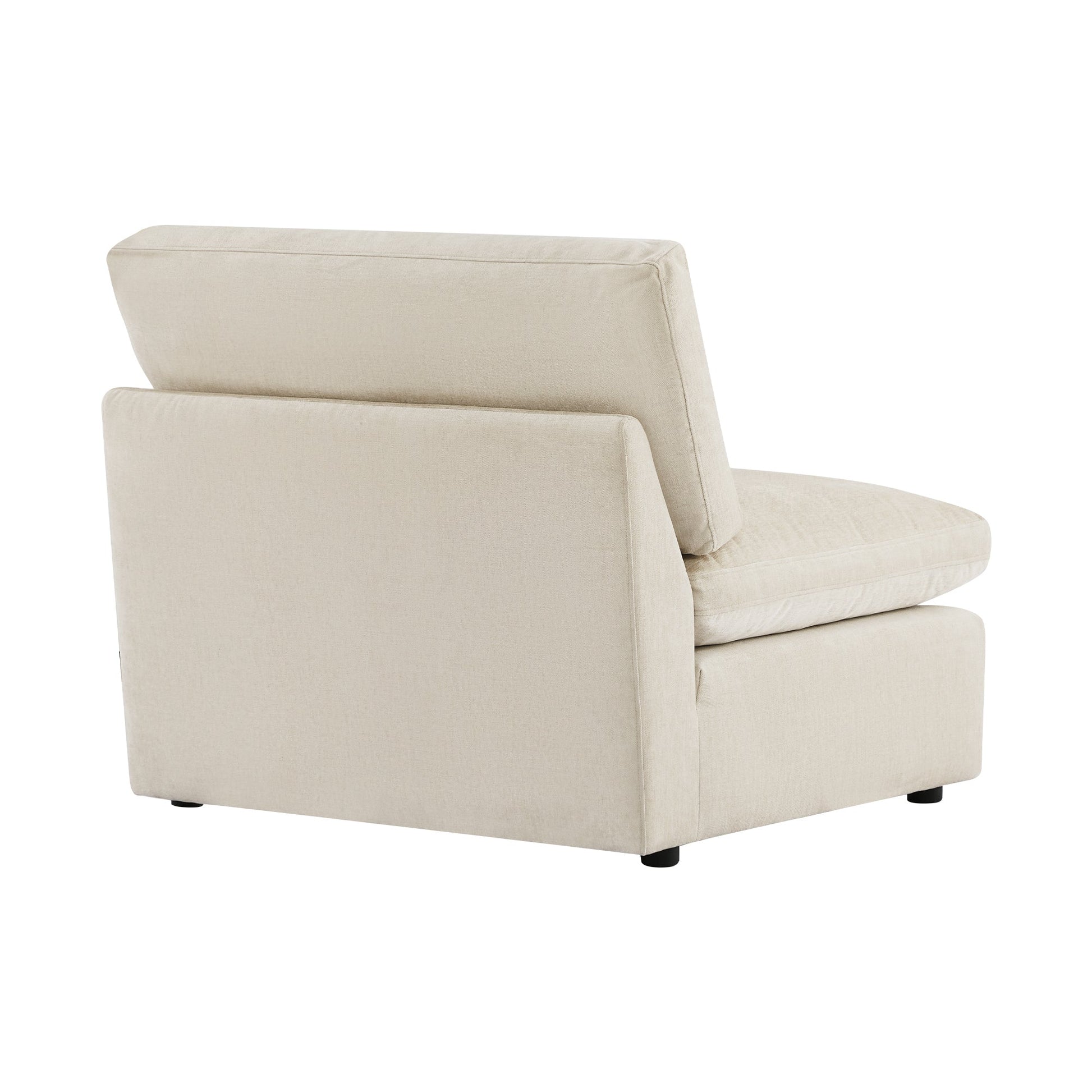 Kenna Armless Chair in light beige fabric, comfortable seating, modern design, back view