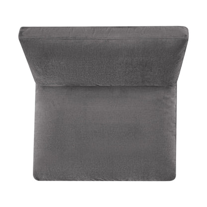 Kenna Armless Chair, top view in gray fabric. Comfortable seating for living room.