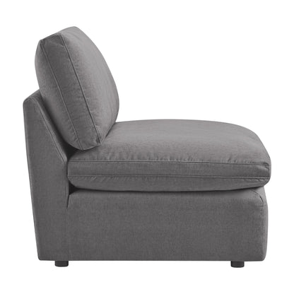 Kenna Armless Chair in gray fabric, modern design, comfortable seating