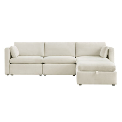 CHITA LIVING-Delaney 5-Piece Modular Sofa Chaise (112'')-Sofas-Fabric-Linen-