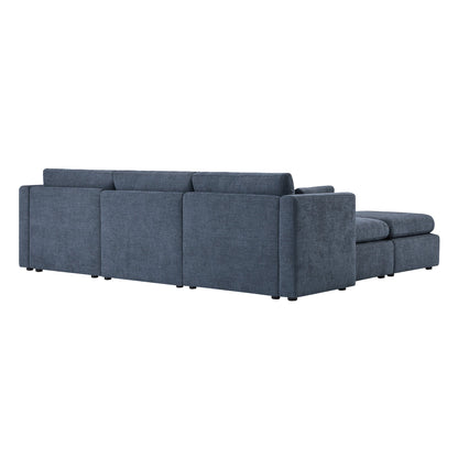 CHITA LIVING-Delaney 5-Piece Modular Sofa Chaise (112'')-Sofas-Fabric-Blue-