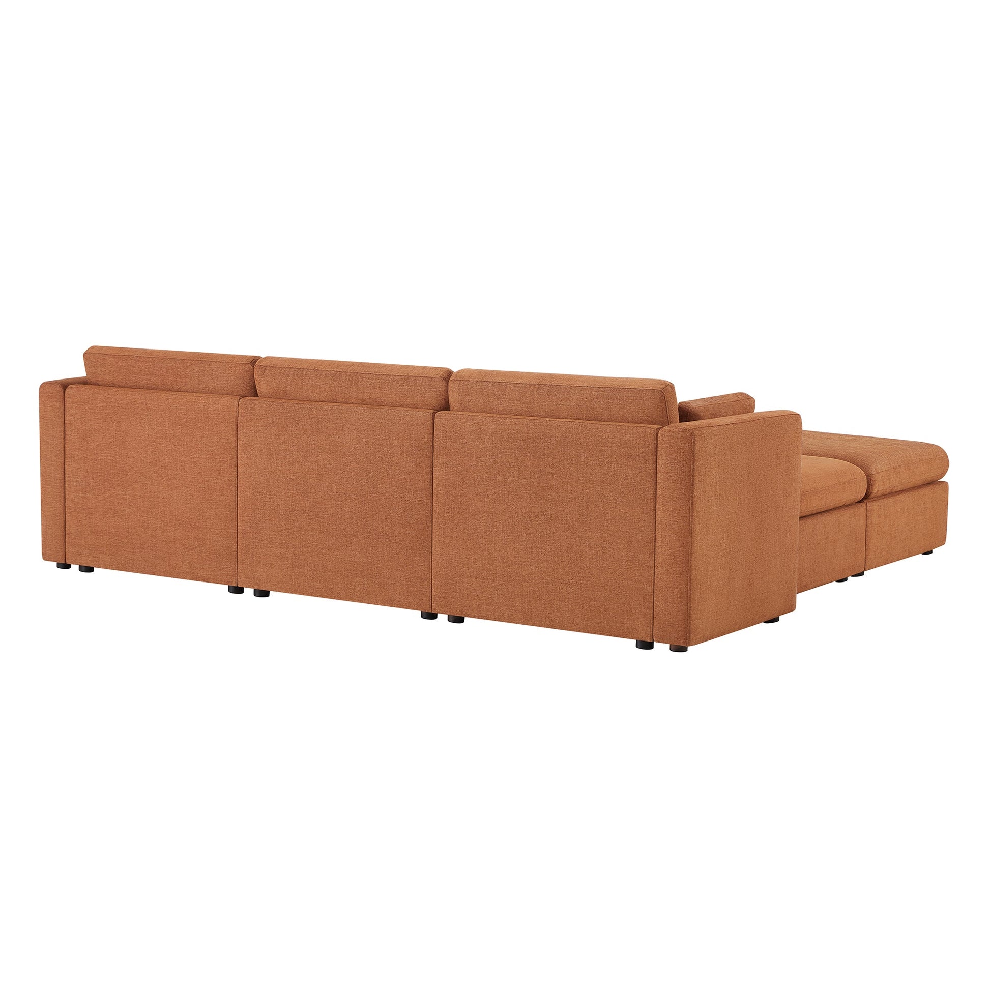 CHITA LIVING-Delaney 5-Piece Modular Sofa Chaise (112'')-Sofas-Fabric-Terracotta-
