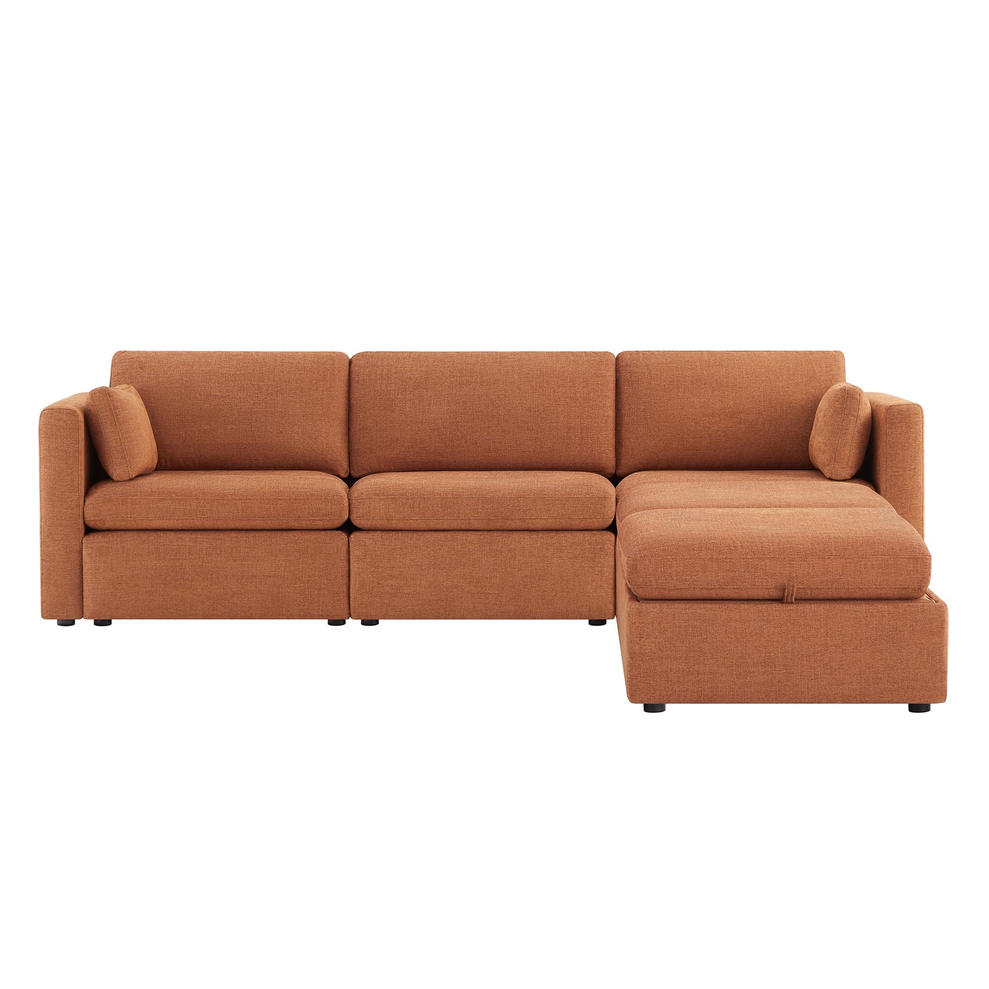 CHITA LIVING-Delaney 5-Piece Modular Sofa Chaise (112'')-Sofas-Fabric-Terracotta-