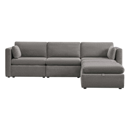 CHITA LIVING-Delaney 5-Piece Modular Sofa Chaise (112'')-Sofas-Fabric-Fossil Gray-