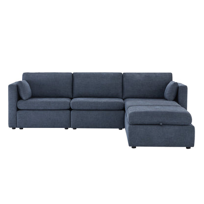CHITA LIVING-Delaney 5-Piece Modular Sofa Chaise (112'')-Sofas-Fabric-Blue-