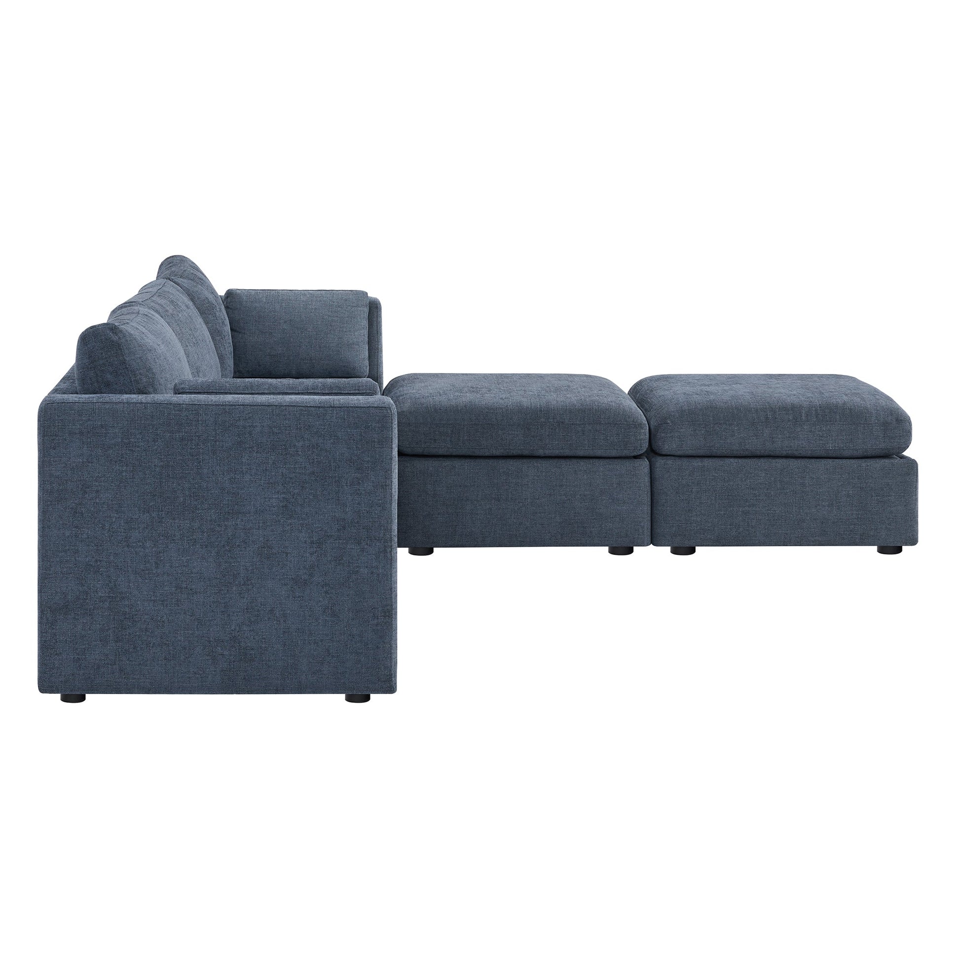 CHITA LIVING-Delaney 5-Piece Modular Sofa Chaise (112'')-Sofas-Fabric-Blue-