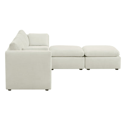 CHITA LIVING-Delaney 5-Piece Modular Sofa Chaise (112'')-Sofas-Fabric-Linen-