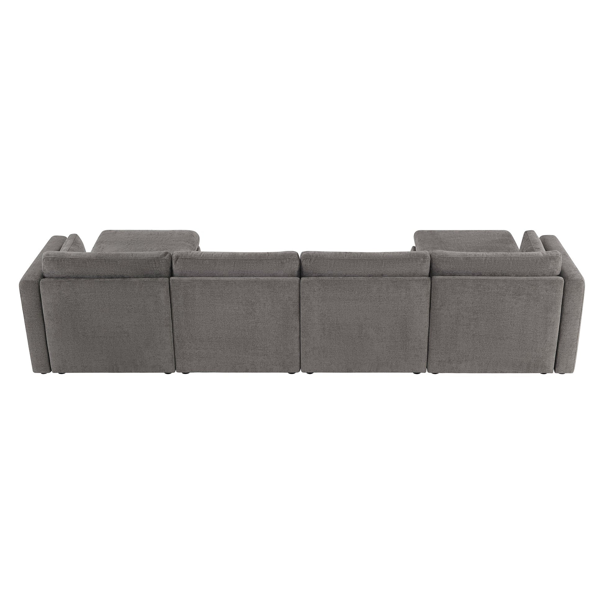 CHITA LIVING-Delaney 6-Piece Modular Sectional (146'')-Sofas-Fabric-Fossil Gray-