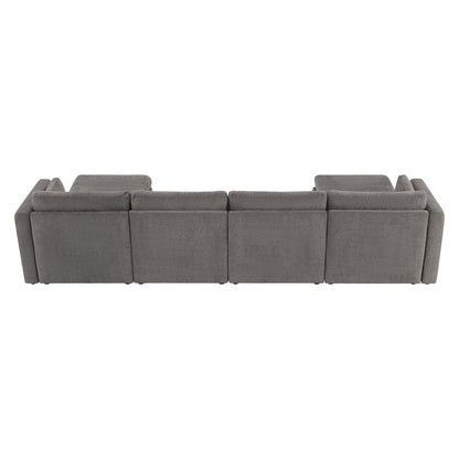 CHITA LIVING-Delaney 6-Piece Modular Sectional (146'')-Sofas-Fabric-Fossil Gray-
