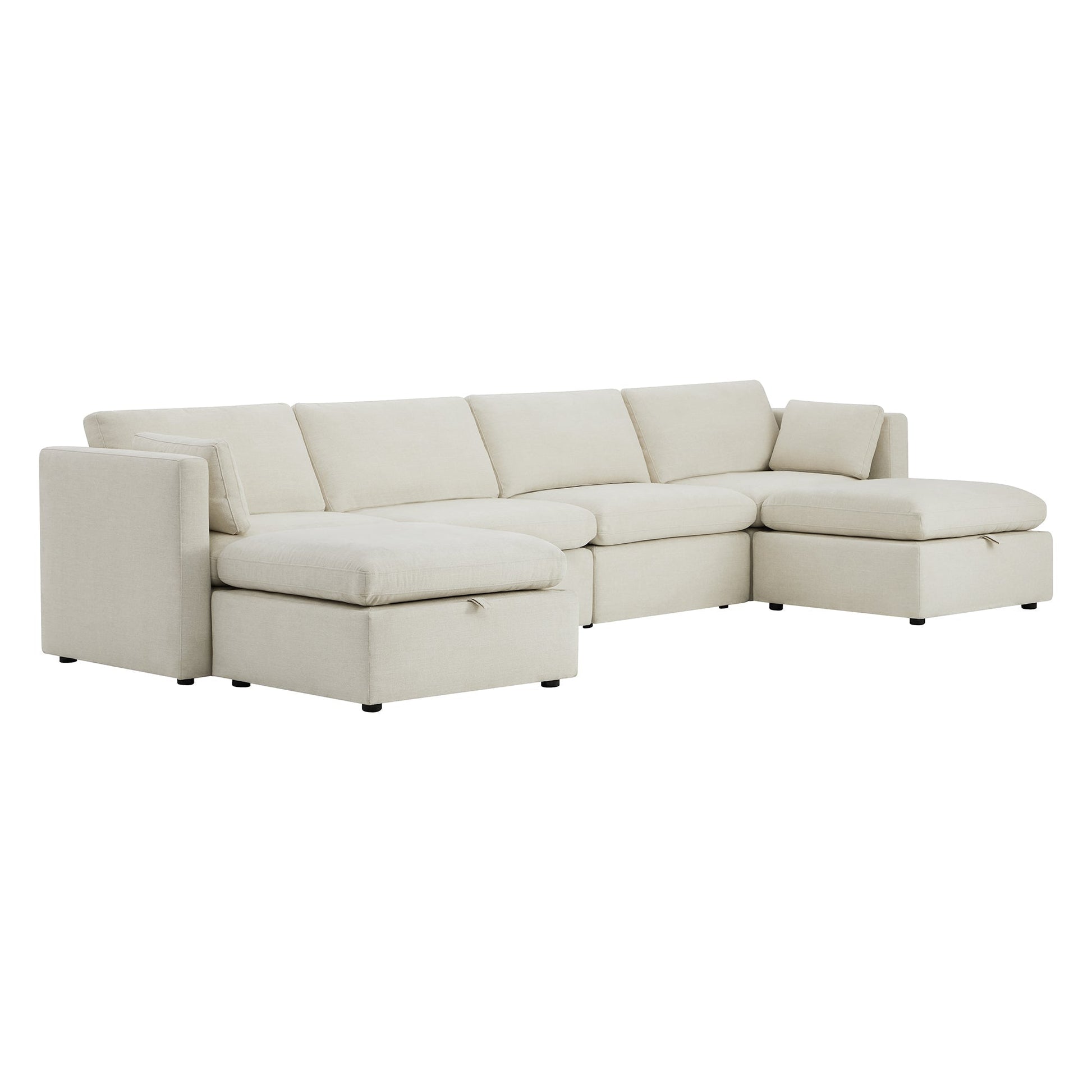 CHITA LIVING-Delaney 6-Piece Modular Sectional (146'')-Sofas-Fabric-Linen-