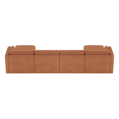 CHITA LIVING-Delaney 6-Piece Modular Sectional (146'')-Sofas-Fabric-Terracotta-
