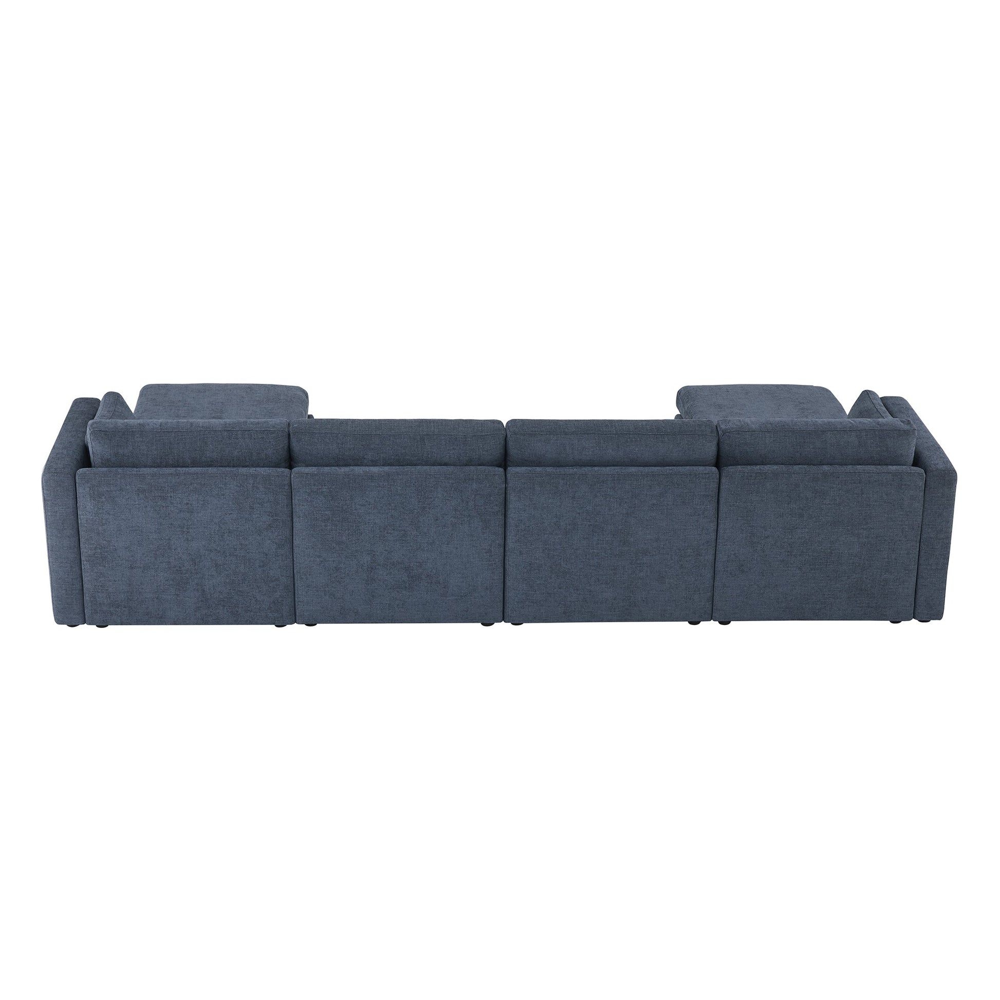 CHITA LIVING-Delaney 6-Piece Modular Sectional (146'')-Sofas-Fabric-Blue-