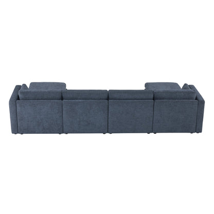 CHITA LIVING-Delaney 6-Piece Modular Sectional (146'')-Sofas-Fabric-Blue-