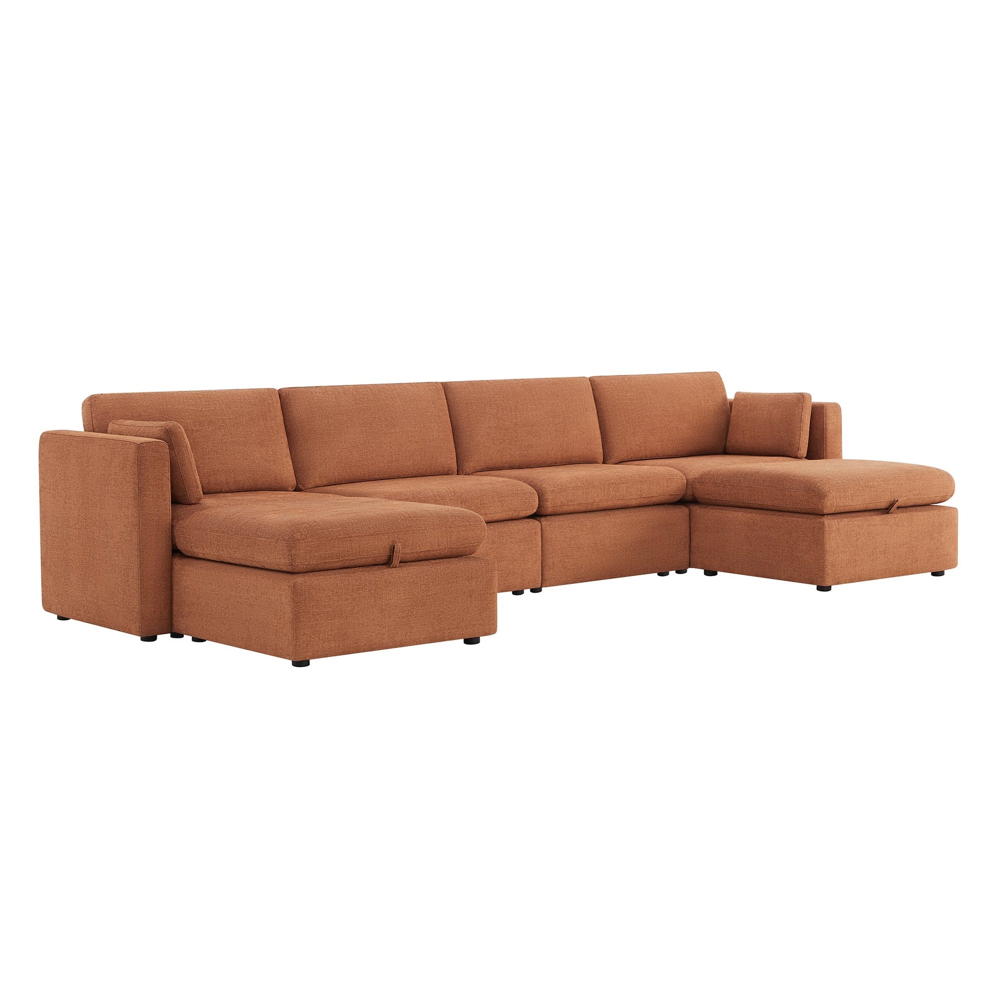 CHITA LIVING-Delaney 6-Piece Modular Sectional (146'')-Sofas-Fabric-Fossil Gray-