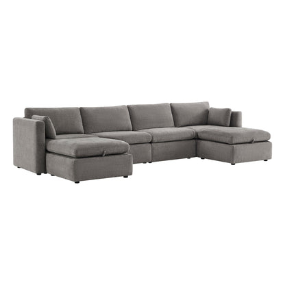 CHITA LIVING-Delaney 6-Piece Modular Sectional (146'')-Sofas-Fabric-Fossil Gray-