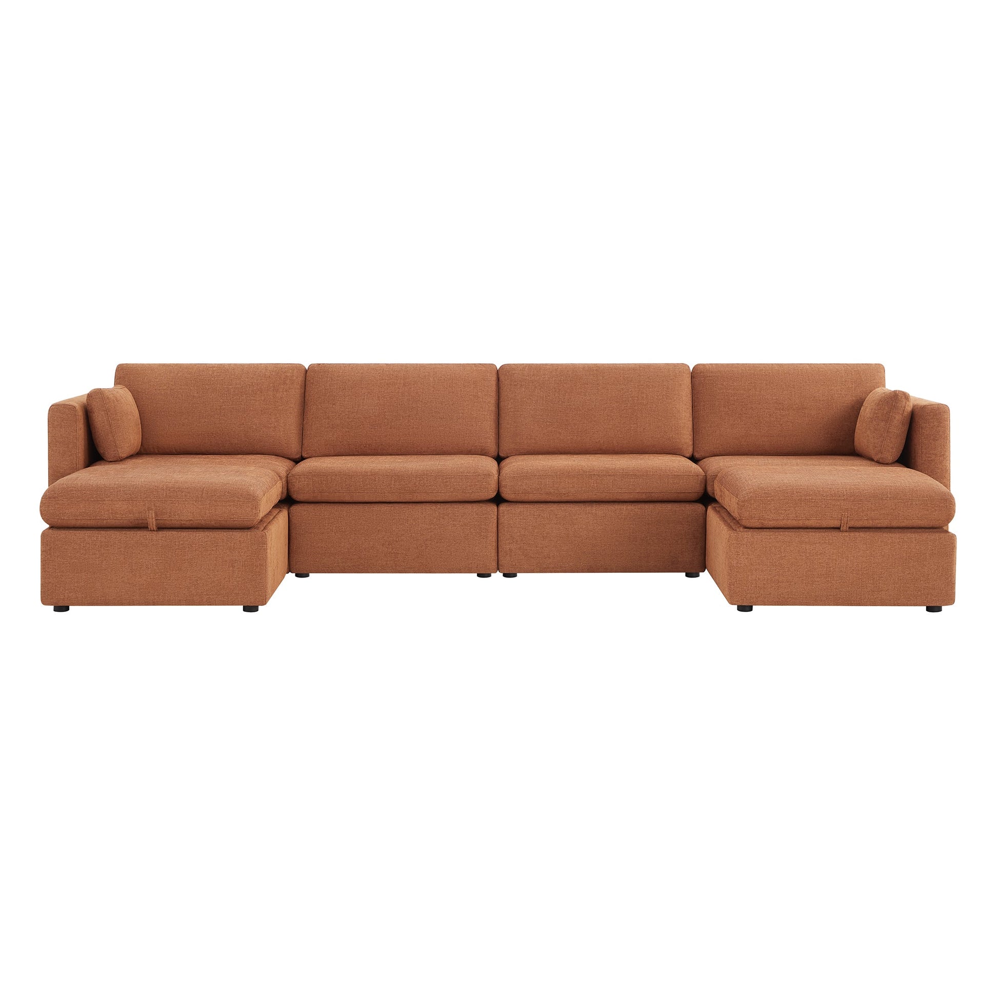 CHITA LIVING-Delaney 6-Piece Modular Sectional (146'')-Sofas-Fabric-Terracotta-