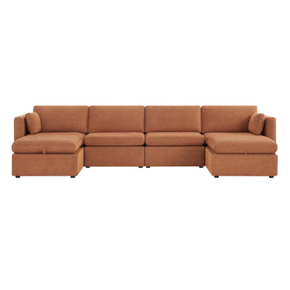 CHITA LIVING-Delaney 6-Piece Modular Sectional (146'')-Sofas-Fabric-Terracotta-