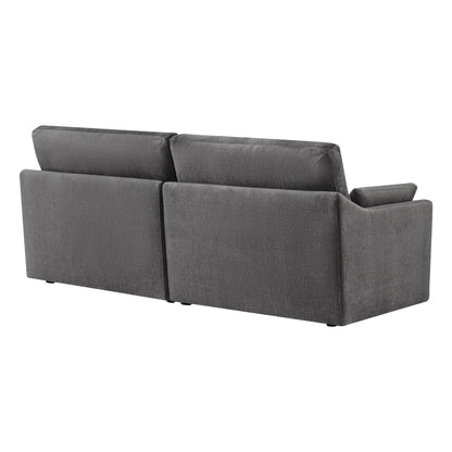 Kenna 2 Seat Modular Sofa back view in gray. Modern, comfortable seating with durable fabric.