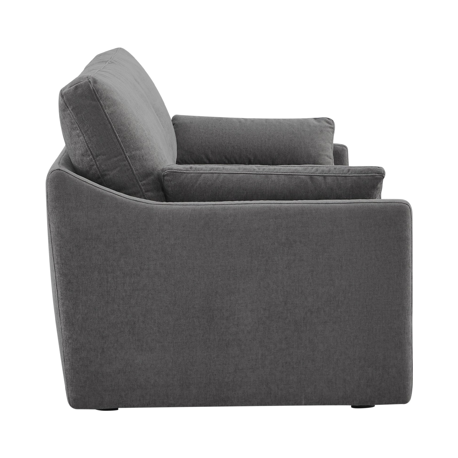 Kenna 2 Seat Modular Sofa in gray. Modern, comfortable seating with soft, reversible cushions, and high-quality fabric.