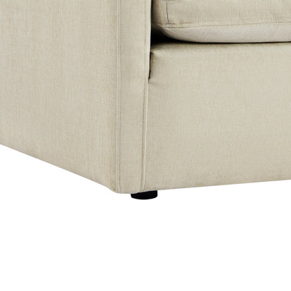 Kenna 2 Seat Modular Sofa close-up detail of base and fabric, off-white