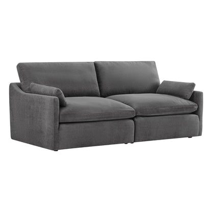 Kenna 2 Seat Modular Sofa in gray fabric. Comfortable seating, perfect for any modern living room setting.