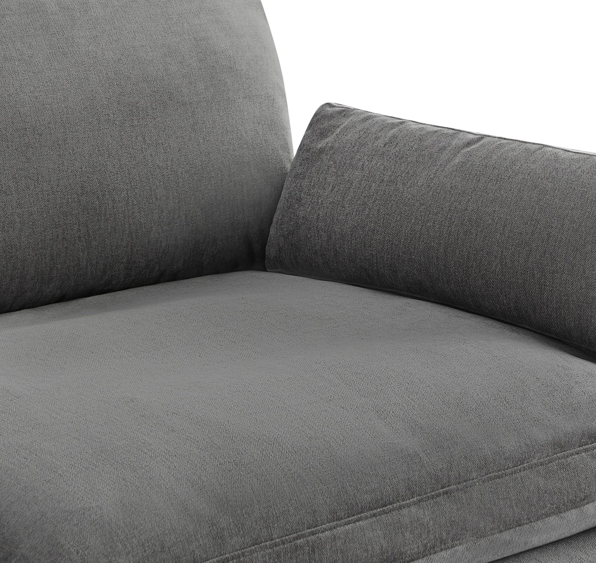 Kenna Modular 4 Seat Sofa-Chaise Sectional in gray, fabric detail and comfortable seating