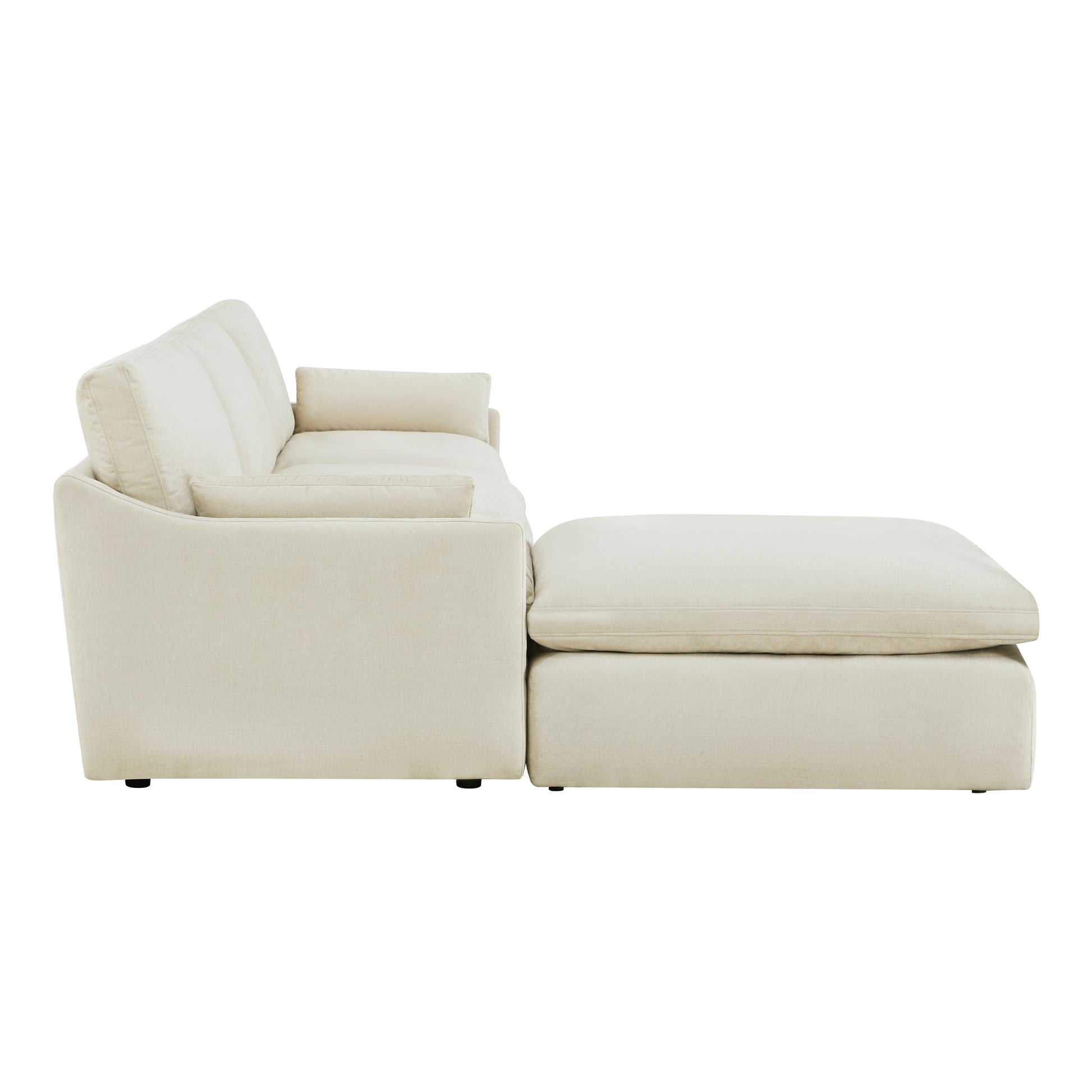 Kenna Modular 4 Seat Sofa-Chaise Sectional in cream, comfortable seating, soft cushions and modular design