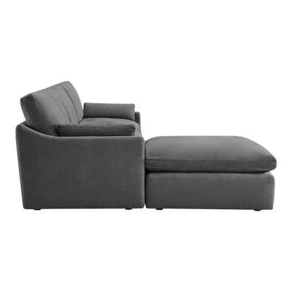 Kenna Modular 4 Seat Sofa-Chaise Sectional in Gray, modern living room seating