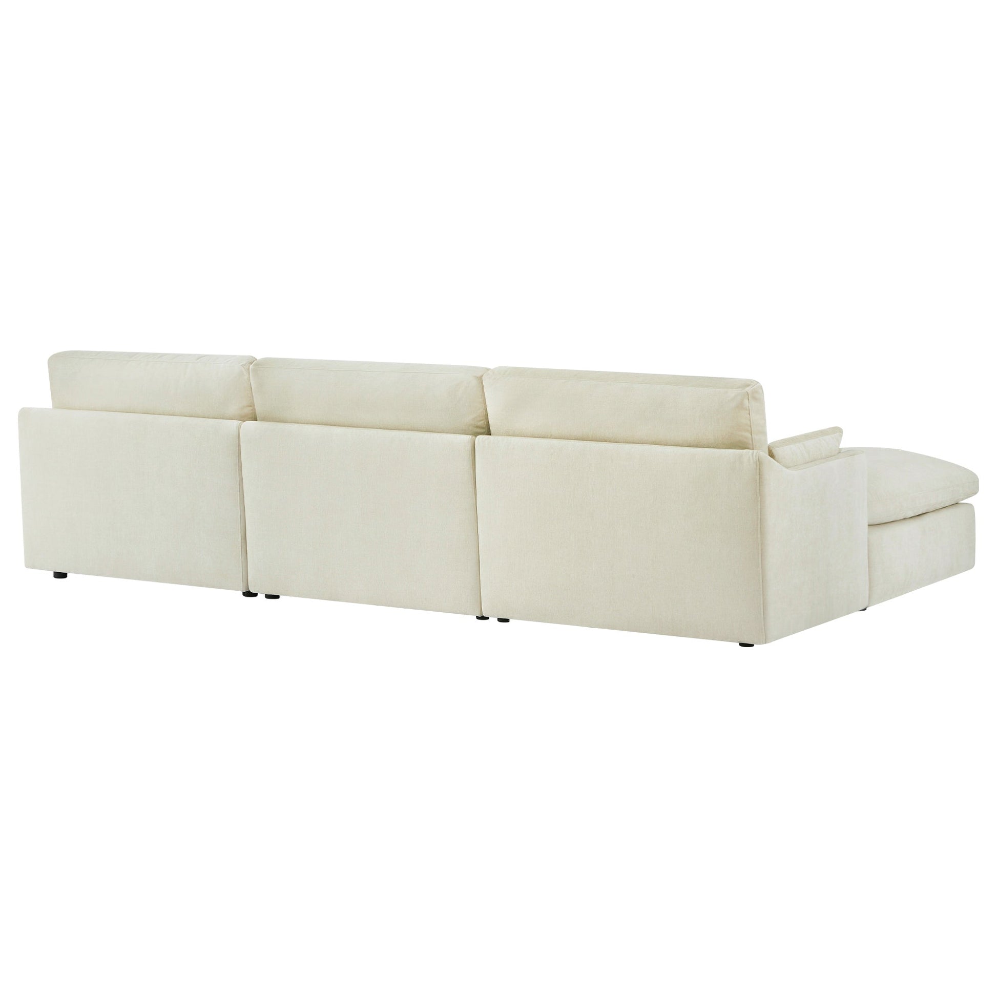 Kenna Modular Sectional Sofa-Chaise in cream, featuring a modular design and soft, cream-colored fabric.