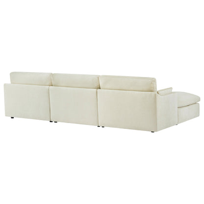 Kenna Modular Sectional Sofa-Chaise in cream, featuring a modular design and soft, cream-colored fabric.