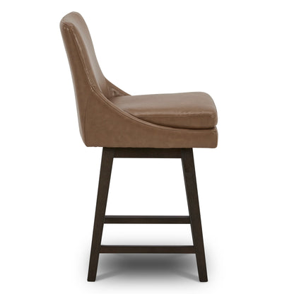 Lissa Swivel Bar & Counter Stool with leather seat and solid wood legs - CHITA Living