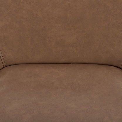 Close-up of Lissa Swivel Bar & Counter Stool plush brown leather seat - CHITA Living